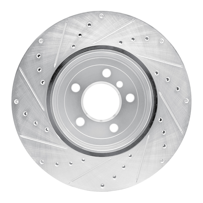 BMW 550I Brake Rotor (1) - Rear Right - R1 Concepts - Drilled & Slotted - Silver - `10-`19